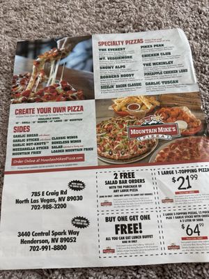 Menu photo 7 Mountain Mike's Pizza Henderson, NV