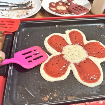Flap Your Jacks - My FLOWER pancake i made with BANANA & RED VELVET BATTER - Breakfast & Brunch Near Me - San Diego, California