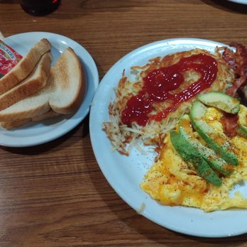 Denny's - All American Slam breakfast with sliced Avocado added. - American Near Me - Las Vegas, Nevada Denny's - All American Slam breakfast with sliced Avocado added. - American Near Me - Las Vegas, Nevada