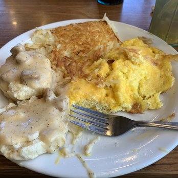 Denny's - Biscuits and gravy with meat that didn't taste real. Eggs supposed to be scrambled but look like and tasted like a burnt omelette. - American Near Me - Las Vegas, Nevada Denny's - Biscuits and gravy with meat that didn't taste real. Eggs supposed to be scrambled but look like and tasted like a burnt omelette. - American Near Me - Las Vegas, Nevada