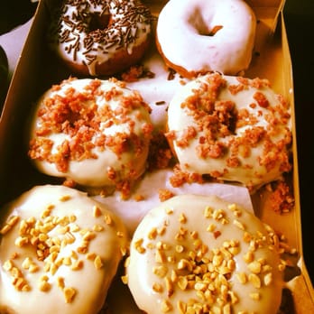 Duck Donuts - Maple with bacon, peanut butter with peanuts. - Donuts Near Me - Virginia Beach, Virginia Duck Donuts - Maple with bacon, peanut butter with peanuts. - Donuts Near Me - Virginia Beach, Virginia