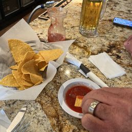 Complimentary chips and salsa Complimentary chips and salsa