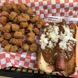 Coney dog and okra