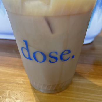 Dose Café & Dram Bar - Iced vanilla bean latte with almond milk. - Coffee & Tea Near Me - Nashville, Tennessee