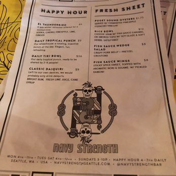 Navy Strength - Happy Hour menu - Tiki Bars Near Me - Seattle, Washington