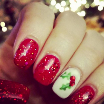Gloss Nail Spa - Holly Nail with jewels (by Dee Dee), Gloss Nail Salon - Nail Salons Near Me - Milwaukee, Wisconsin Gloss Nail Spa - Holly Nail with jewels (by Dee Dee), Gloss Nail Salon - Nail Salons Near Me - Milwaukee, Wisconsin