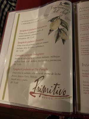 Menu photo 1 Primitivo Armação dos Búzios, RJ Menu photo 1 Primitivo Armação dos Búzios, RJ