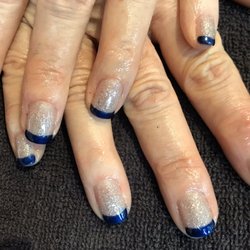 Nails by Michelle - FUN FRENCH MANI- Blue French tip with glitter base