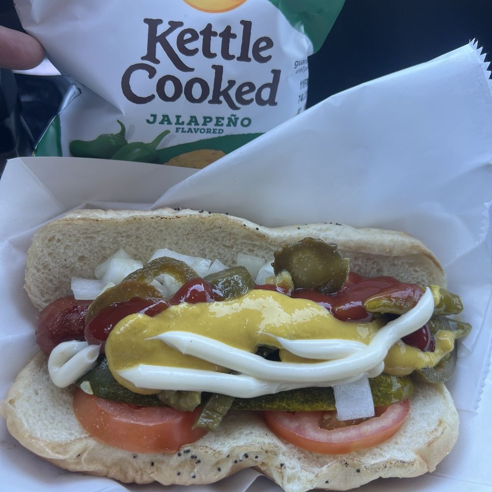 TJ's Dawg House - I got the Chicago Hot Dog with chips and soda only for $6.00! I will definitely come back! - Hot Dogs Near Me - Richardson, Texas