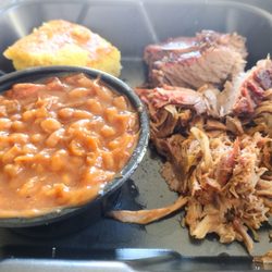 Mission BBQ - Two meat sampler (skimpy on the meat portions, flavors are good).