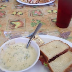 Locals Corner Restaurant & Bar - BLT & broccoli cheddar soup.