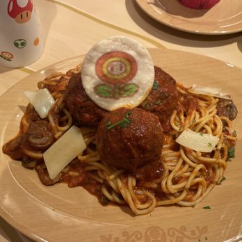 Toadstool Cafe - Fire Flower Spaghetti & Meatballs - Cafes Near Me - Universal City, California Toadstool Cafe - Fire Flower Spaghetti & Meatballs - Cafes Near Me - Universal City, California