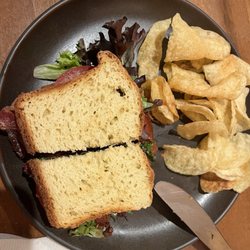 Black Cat Coffeehouse - BLT on gluten free bread with kettle chips.