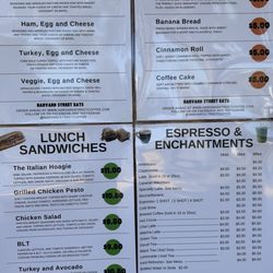 Harvard Street Coffee - Menu