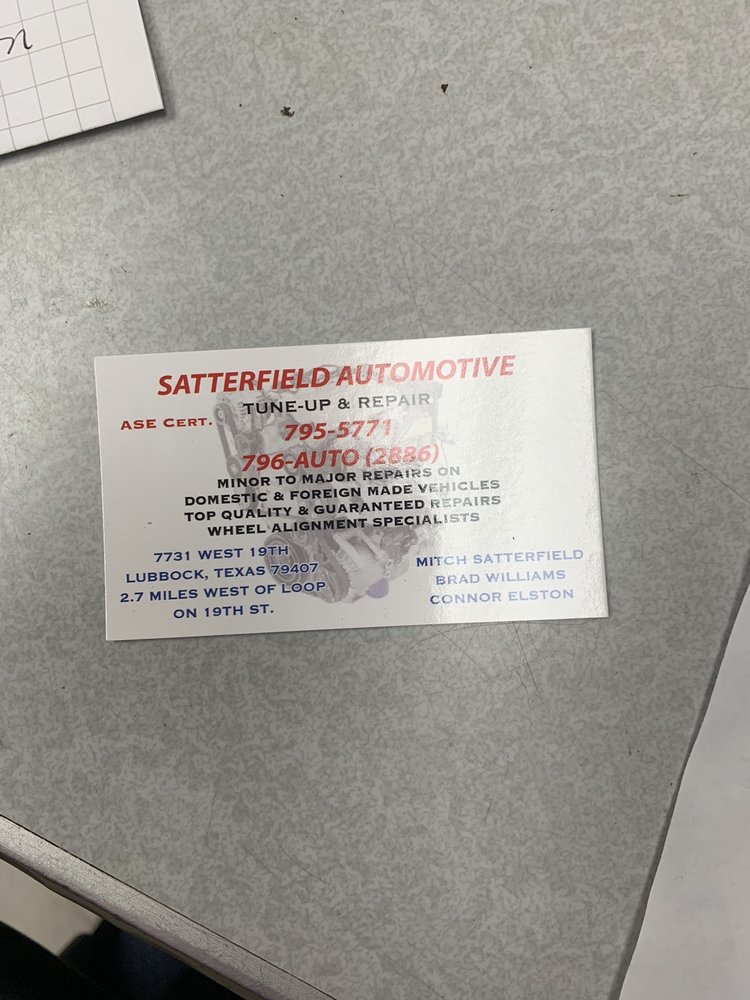A1 SATTERFIELD AUTO REPAIR Updated May 2024 7731 19th St, Lubbock