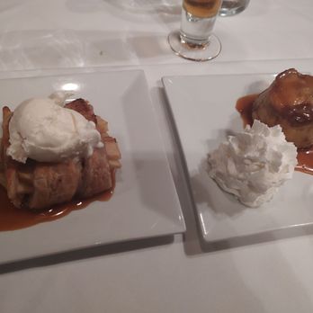 Alpenglow Bistro - Apple tart (left), bread pudding (R) - German Near Me - Wilmington, Vermont