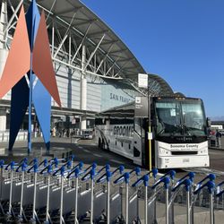 Groome Transportation - New pickup/dropoff location at SFO International terminal. Outside door number 6.