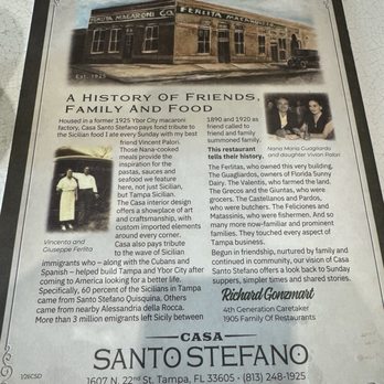 Casa Santo Stefano - Menu cover - Sicilian Near Me - Tampa, Florida