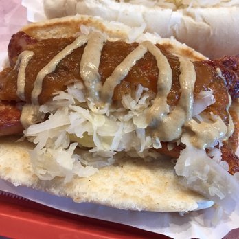 Super Duper Weenie - Georgia Red Hot Spicy Southern sausage with sauerkraut, mustard & homemade sweet relish - Fast Food Near Me - Fairfield, Connecticut Super Duper Weenie - Georgia Red Hot Spicy Southern sausage with sauerkraut, mustard & homemade sweet relish - Fast Food Near Me - Fairfield, Connecticut