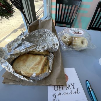 Hazelwood Cafe - Breakfast sandwich, egg cheese and Turkey sausage. Lemon pound cakes. Americano coffee (not pictured). - Cafes Near Me - Pittsburgh, Pennsylvania
