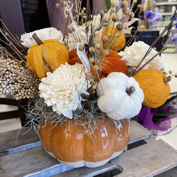 Albertsons - an arrangement of flowers in a pumpkin shaped vase - Grocery Near Me - Diamond Bar, California