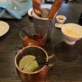 Grains & Grill - Pretzel sticks, mules & (maybe and old fashioned, I can't recall). - American Near Me - Fairmount, Indiana
