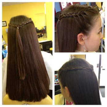 One Length Straight Cut Style In Two Braids Connected In The Back