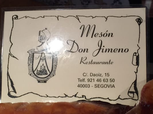 Menu photo 6 Mesón Don Jimeno Segovia, SG