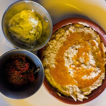 Doc B's Restaurant + Bar - Hummus with Olive Tapenade and Tzatziki - New American Near Me - Austin, Texas