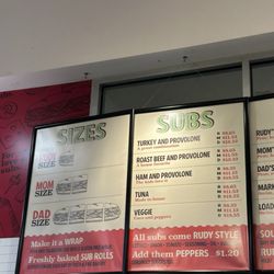 Rudy's Sub Shop - Menu