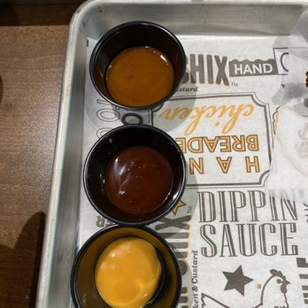 Super Chix - Sauces: Nashville (top) Korean BBQ (middle)  Fry Sauce (bottom) - Chicken Shop Near Me - Sparks, Nevada