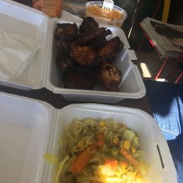 Jerk Wings, Mac n' Cheese and Cabbage Jerk Wings, Mac n' Cheese and Cabbage