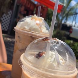 Caramel Mac mocha and vanilla Mac mocha