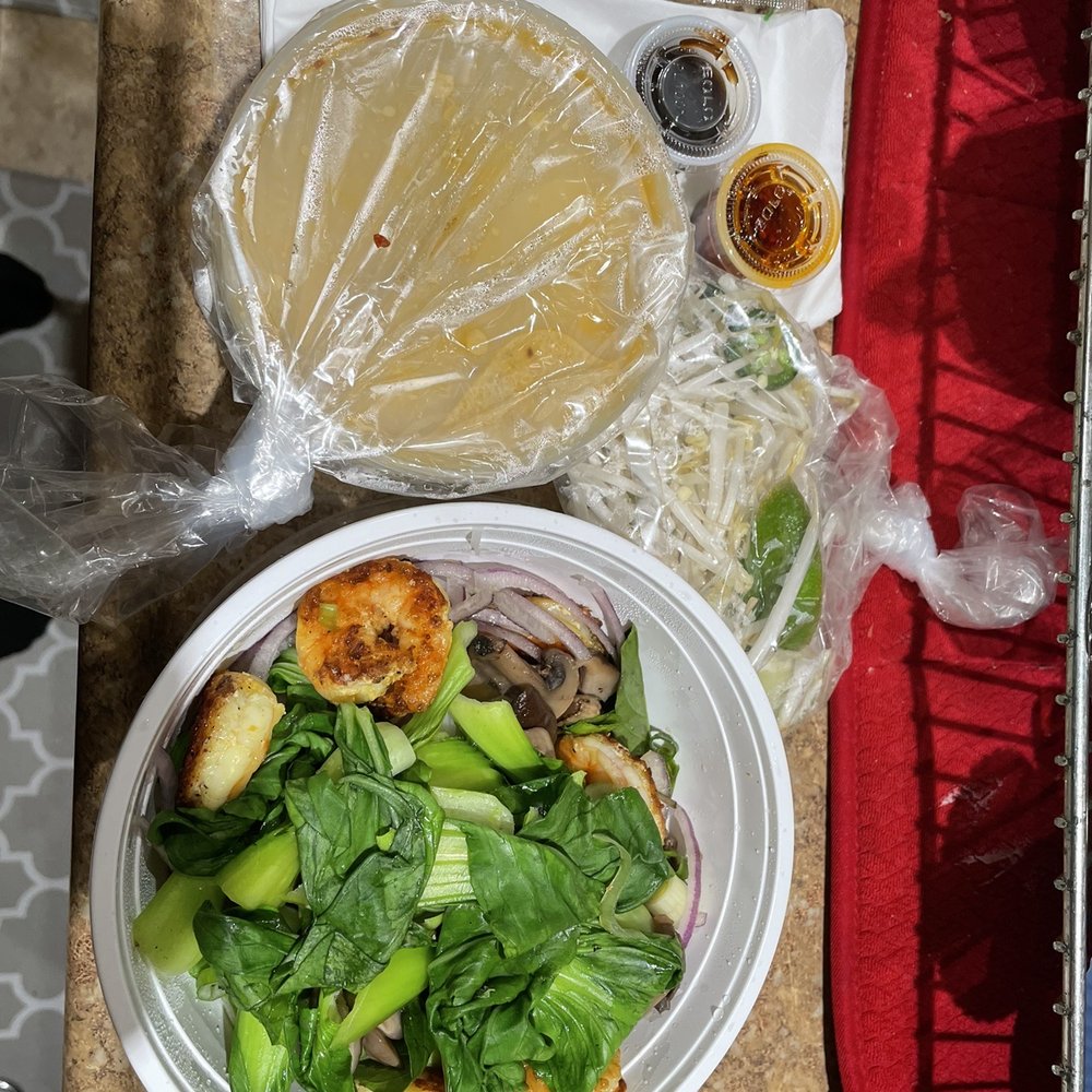 Ginger and Lemongrass - Coconut Spicy Lemongrass Soup with shrimp and added bok choy and mushrooms Impeccably packed. - Vietnamese Near Me - Whitestone, New York Ginger and Lemongrass - Coconut Spicy Lemongrass Soup with shrimp and added bok choy and mushrooms Impeccably packed. - Vietnamese Near Me - Whitestone, New York