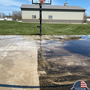 Freedom Pressure Washing - Before and After: Basketball Court - Pressure Washers Near Me - Wheatfield, Indiana Freedom Pressure Washing - Before and After: Basketball Court - Pressure Washers Near Me - Wheatfield, Indiana