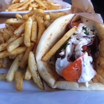 Kentro Greek Kitchen - Pork pita with fries!!! - Greek Near Me - Fullerton, California