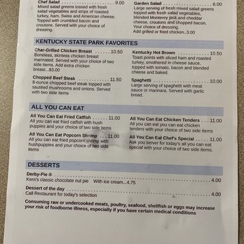Angler's Cove Restaurant - Menu (back page) - American Near Me - Argillite, Kentucky