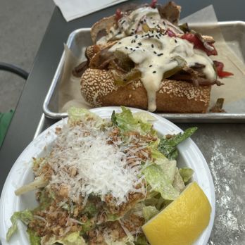 Zero Gravity Brewery - Caesar salad and steak sandwich - Breweries Near Me - Burlington, Vermont