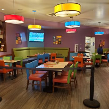Skyline Cafe - colorful booths, tables, and chairs - New American Near Me - Carlsbad, California