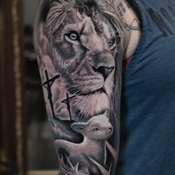 The War Room Art Collective & Tattoo Studio - Lion tattoo done by Grant