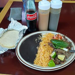 Asada plate and a coke