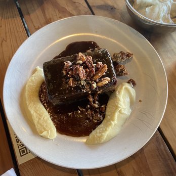 Whiskey Cake - WHISKEY CAKE / $8.5 toffee torte, bourbon anglaise, spiced pecans, house made vanilla whipped cream - New American Near Me - Irving, Texas Whiskey Cake - WHISKEY CAKE / $8.5 toffee torte, bourbon anglaise, spiced pecans, house made vanilla whipped cream - New American Near Me - Irving, Texas