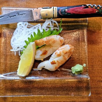 Izakaya Ringo - Ama Èbi seems to be slightly blanched & cured in Kombu leaf - Sushi Bars Near Me - Torrance, California Izakaya Ringo - Ama Èbi seems to be slightly blanched & cured in Kombu leaf - Sushi Bars Near Me - Torrance, California