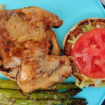 Carvor's Fish House - Grouper sandwich with grilled asparagus...kinda healthy !!! - Seafood Near Me - Dunedin, Florida Carvor's Fish House - Grouper sandwich with grilled asparagus...kinda healthy !!! - Seafood Near Me - Dunedin, Florida