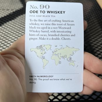 Smith Teamaker - Ode to whiskey tasting card - Tea Rooms Near Me - Portland, Oregon Smith Teamaker - Ode to whiskey tasting card - Tea Rooms Near Me - Portland, Oregon
