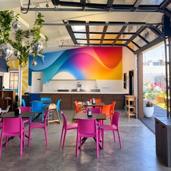 Surfside Murals - Vibrant Abstract Gradient Murals, Modern accent wall for commercial and Tech inspired. Designed and hand painted by surfside walls and mural