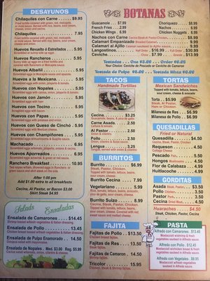 Menu photo 6 El Chubasco Mexican Restaurant Chicago, IL
