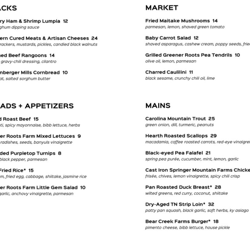 Gray & Dudley - Menu - New American Near Me - Nashville, Tennessee