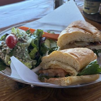 Nepenthe - Chicken Sandwich with tossed salad - New American Near Me - Big Sur, California Nepenthe - Chicken Sandwich with tossed salad - New American Near Me - Big Sur, California