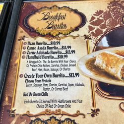 Las Gaviotas Restaurant - This is showing how All burritos come with hash brown.